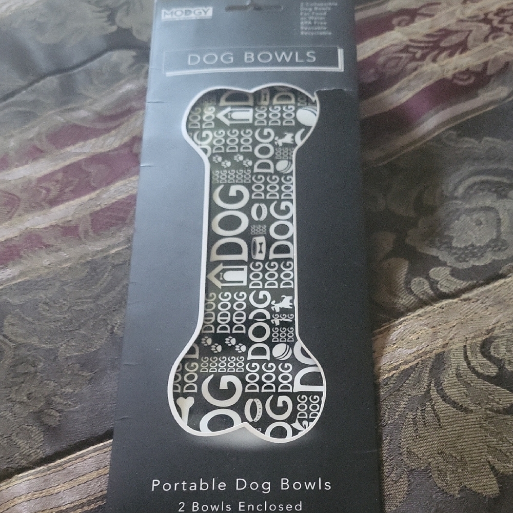 2 Fab Hp  Portables Dog Bowls For Water Food Boxed My Baby Loves Hers Foldable